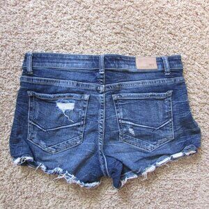 BKE Payton 30 Blue Denim Jean Shorts Frayed Cuffs Stretch Whiskered Like New